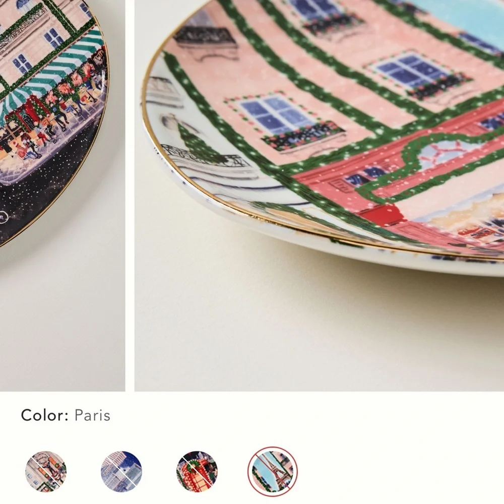 Paris Holiday in the City Stoneware Platter by Anthropologie - Picture 6 of 6